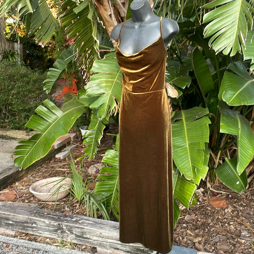 Taylor Velvet Cowl Neck Slipdress With Side Slit